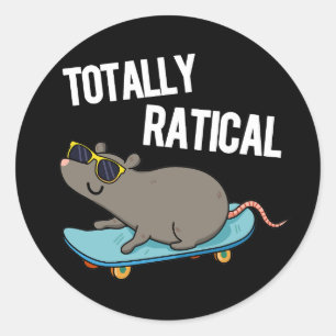 Volledig rationele Funny Rat Pun Dark BG Ronde Sticker