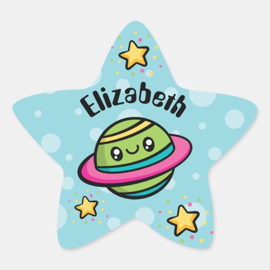 Volledig Schattigee Doodles Planet Ster Sticker (Voorkant)