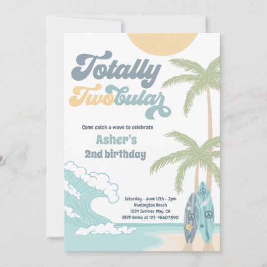 Volledig Tweevoudig Retro Surf strand 2e verjaarda Kaart (Voorkant)