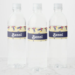 Volledig uitgeruste man van lastechnicus waterfles etiket