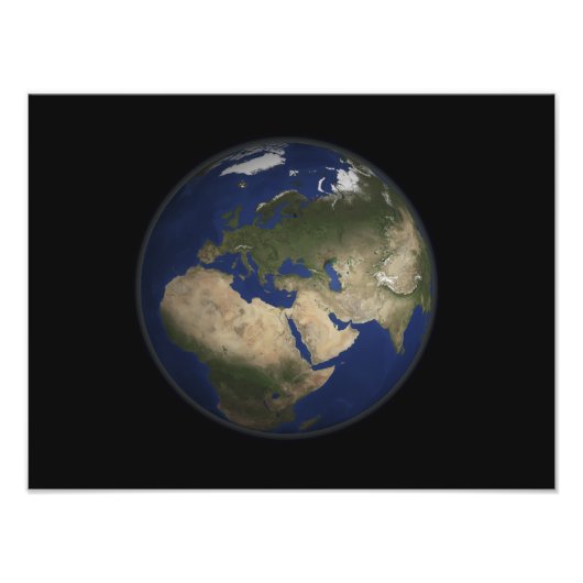 Volledig uitzicht van de Aarde in Afrika, Europa e Foto Afdruk (Voorkant)
