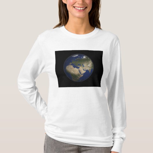 Volledig uitzicht van de Aarde in Afrika, Europa e T-shirt (Voorkant)