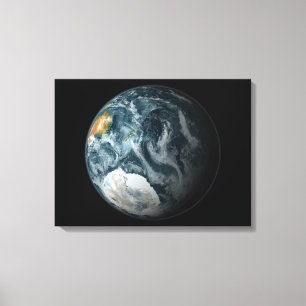Volledig uitzicht van de Aarde met Antarctica Canvas Afdruk