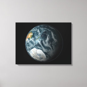 Volledig uitzicht van de Aarde met Antarctica Canvas Afdruk