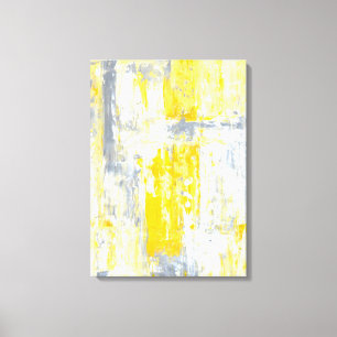 'Volledig unieke' grijze en gele Abstracte kunst Canvas Afdruk