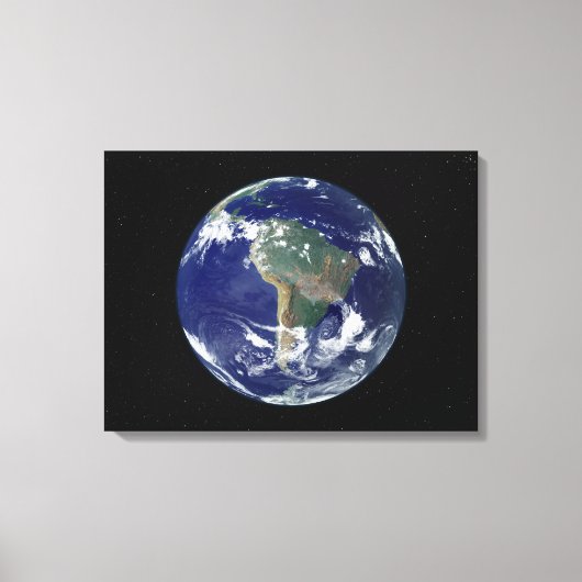 Volledig verlichte aarde in Zuid-Amerika Canvas Afdruk (Voorkant)
