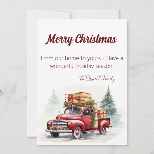 Volledig   Vrachtwagen Kerst Kaart (Voorkant)