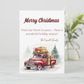 Volledig   Vrachtwagen Kerst Kaart (Staand voorkant)