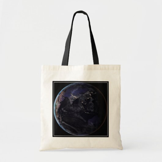 Volledige Aarde die de lichten van de stad van Azi Tote Bag (Voorkant)