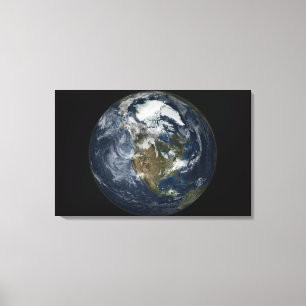 Volledige Aarde die Noord-Amerika tonen 5 Canvas Afdruk