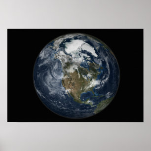 Volledige Aarde met Noord-Amerika 3 Poster