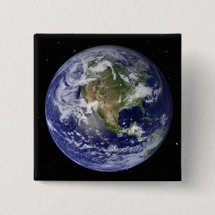 Volledige Aarde met Noord-Amerika 4 Vierkante Button 5,1 Cm