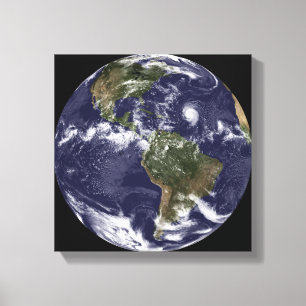 Volledige Aarde met Noord-Amerika Canvas Afdruk