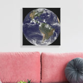Volledige Aarde met Noord-Amerika en Zuid-Amer 2 Canvas Afdruk (Insitu (Woonkamer))