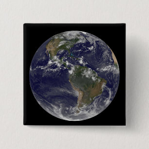 Volledige Aarde met Noord-Amerika en Zuid-Amer 2 Vierkante Button 5,1 Cm
