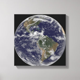 Volledige Aarde met Noord-Amerika en Zuid-Amer 3 Canvas Afdruk