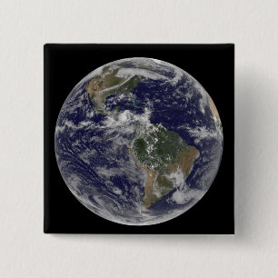 Volledige Aarde met Noord-Amerika en Zuid-Amer 3 Vierkante Button 5,1 Cm