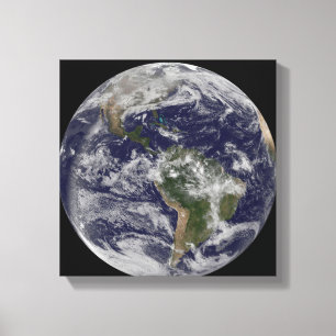 Volledige Aarde met Noord-Amerika en Zuid-Amer 4 Canvas Afdruk