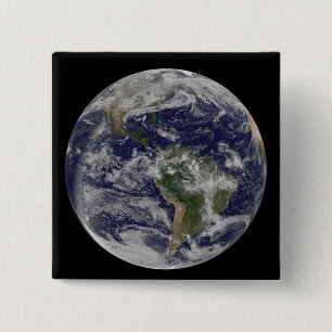 Volledige Aarde met Noord-Amerika en Zuid-Amer 4 Vierkante Button 5,1 Cm