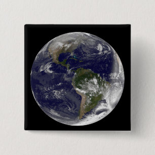 Volledige Aarde met Noord-Amerika en Zuid-Amer 5 Vierkante Button 5,1 Cm