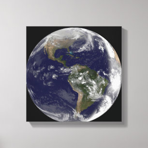Volledige Aarde met Noord-Amerika en Zuid-Amer 7 Canvas Afdruk