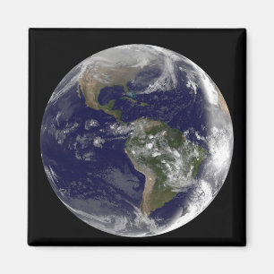 Volledige Aarde met Noord-Amerika en Zuid-Amer 7 Magneet