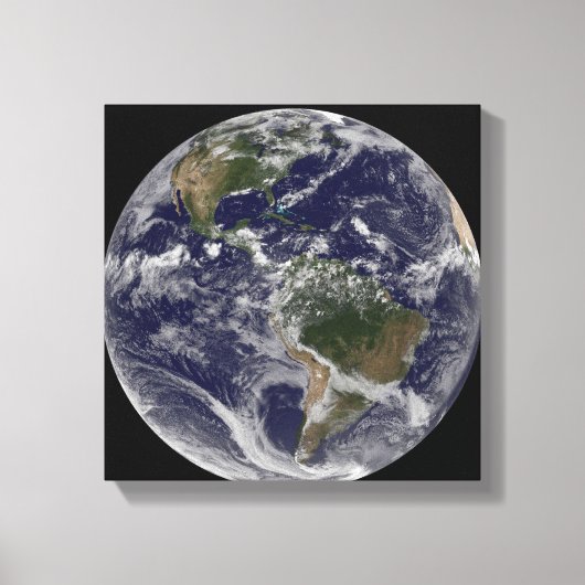 Volledige Aarde met Noord-Amerika en Zuid-Amer Canvas Afdruk (Voorkant)