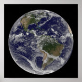 Volledige Aarde met Noord-Amerika en Zuid-Amer Poster (Voorkant)