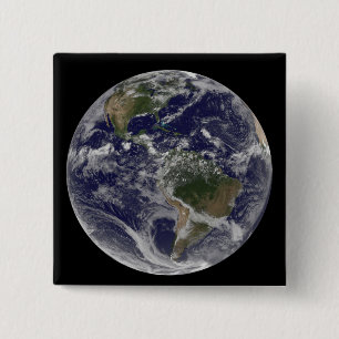 Volledige Aarde met Noord-Amerika en Zuid-Amer Vierkante Button 5,1 Cm