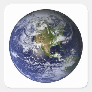 Volledige Aarde met Noord-Amerika Vierkante Sticker