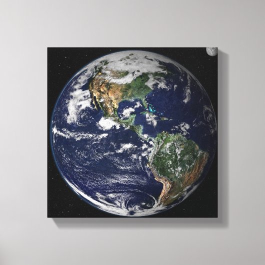 Volledige Aarde met Noord- en Zuid-Amerika Canvas Afdruk (Voorkant)