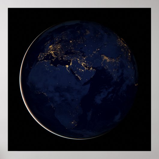 Volledige Aarde met stadslichten Poster (Voorkant)