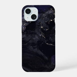 Volledige aarde met stadslichten van Azië 's nacht iPhone 15 Hoesje