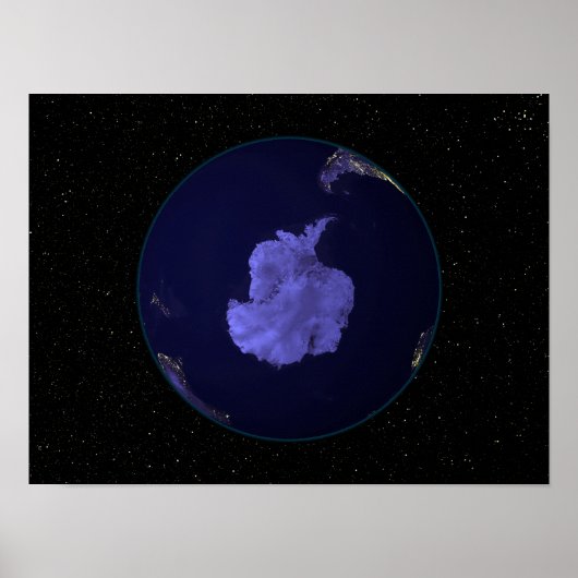 Volledige Aarde 's nachts met stadslichten 7 Poster (Voorkant)