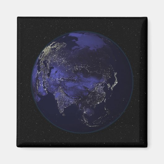 Volledige Aarde 's nachts met stadslichten Magneet (Voorkant)