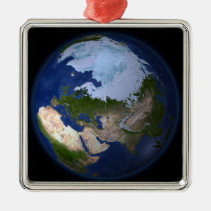 Volledige Aarde waarop het Arctische gebied is afg Metalen Ornament