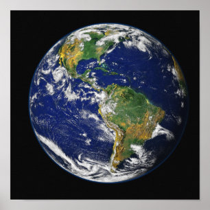 Volledige Aarde waarop het westerne halfrond te zi Poster