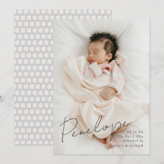 Volledige bloed moderne kalligrafische baby naam aankondiging