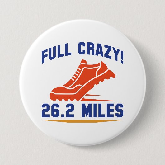 Volledige Crazy 26,2 Miles Ronde Button 7,6 Cm (Voorkant)