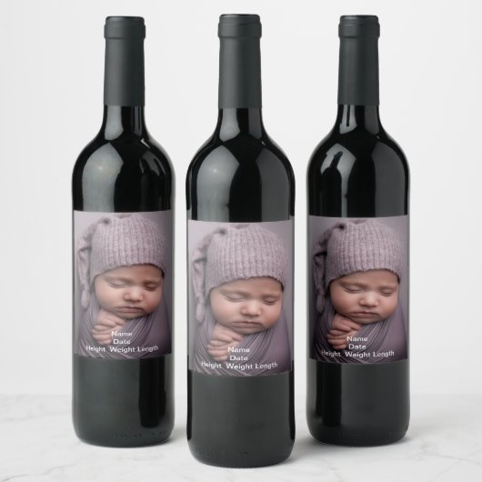Volledige foto-Baby bekendmaking Wijnflesetiket Wijn Etiket (Flessen)
