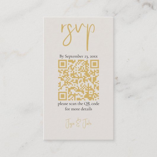 Volledige foto, gouden QR-code en scriptbruiloft R Informatiekaartje (Voorkant)