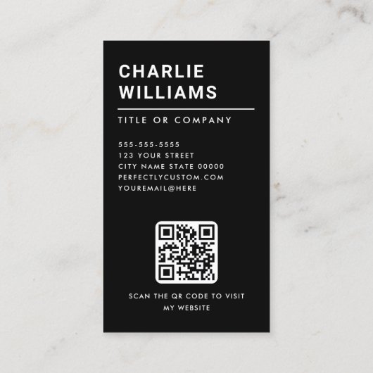 Volledige foto logo modern minimal QR code zwart Visitekaartje (Achterkant)