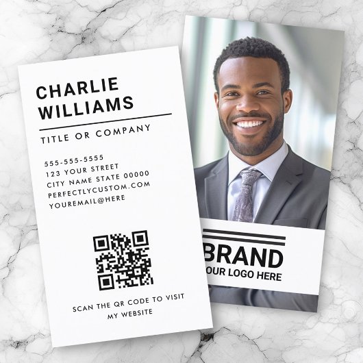 Volledige foto logo modern minimalistisch QR code Visitekaartje