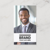 Volledige foto logo modern minimalistisch QR code Visitekaartje (Voorkant)