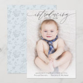 Volledige foto Moderne Geboorteaankondiging Blauw Aankondiging (Voorkant / Achterkant)