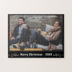 Volledige foto Vrolijk kerstfeest met gebladerte Legpuzzel