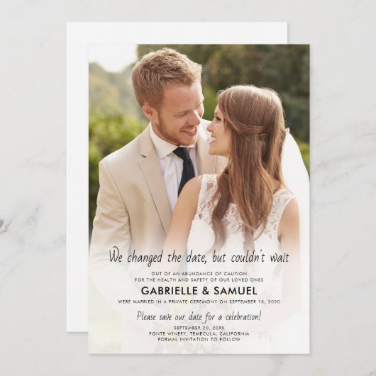 Volledige foto-weddenschap vieren sparen de datum aankondiging (Voorkant / Achterkant)