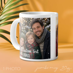 Volledige fotolay-out met een moderne witte script extra grote beker