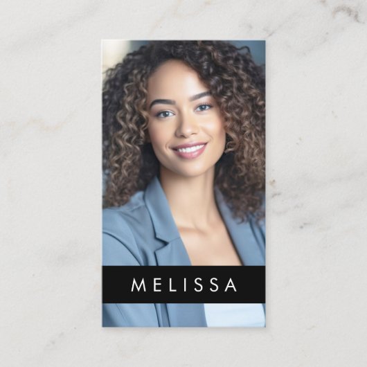 Volledige fotomoder minimalistische QR code zwart Visitekaartje (Voorkant)