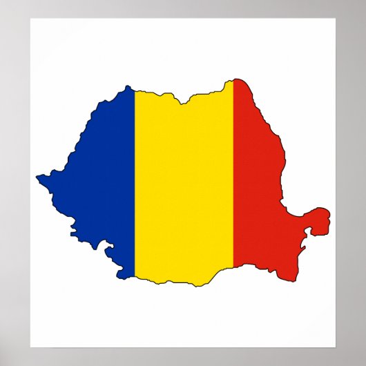 Volledige grootte Roemeense vlaggenkaart Poster (Voorkant)